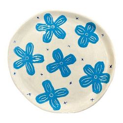 Тарелка ручной работы с росписью Голубые цветы, керамика, 14,5 см
