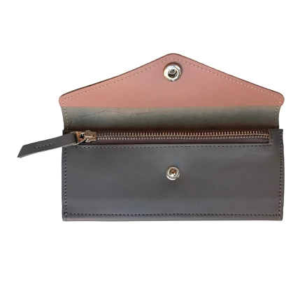 Cкладной кошелёк визитница ручной работы, Kokosina bags, натуральная кожа, хаки, фото 3.