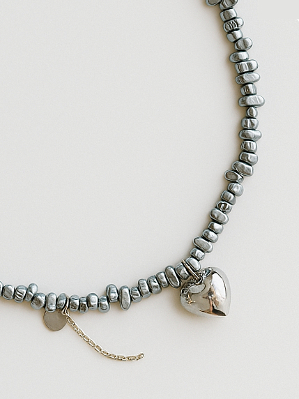 Чокер ручной работы «Kylie Silver», гематит, родированная латунь, фото 1.