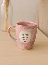 Кружка ручной работы Тата вытворяет/NF ceramics «Радуйся каждому дню», розовая, керамика, 400 мл, превью фото 2