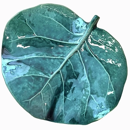 Тарелка ручной работы Керумбия в форме листа «Морской виноград», керамика, фото 2.