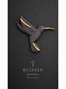 Брошь ручной работы Bulygin «Колибри», фарфор, чёрно-золотистая, превью фото 1