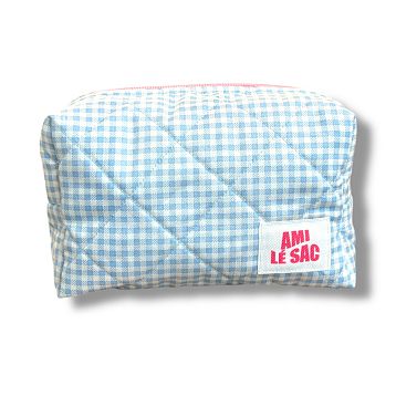 Косметичка ручной работы «Moyen», голубая мелкая клетка, фото 1.