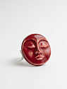 Кольцо ручной работы КерамЕлКа «Лицо», бордовое, керамика, превью фото 1