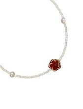 Чокер ручной работы с подвеской ‭«Красный цветок»