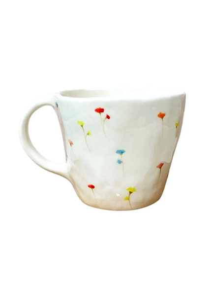 Чашка для чая ручной работы Цветочки разноцветные, керамика, 250 мл, фото 2.