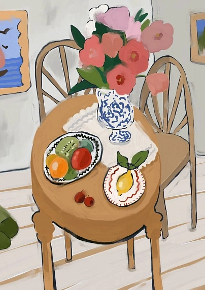 Постер интерьерный DARI DARI «Стол с двумя стульями», А4, фото 1.