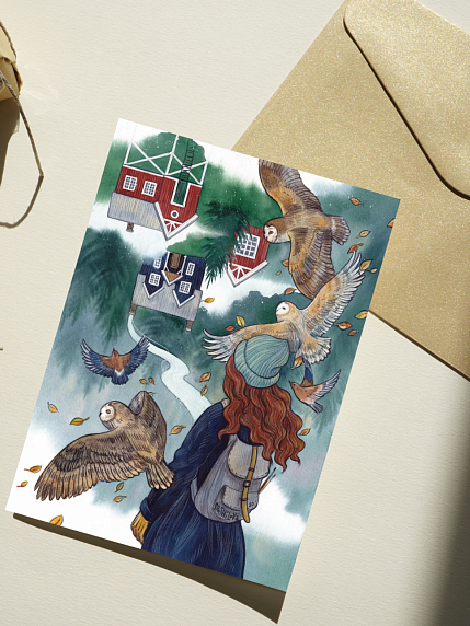 Открытка Анна Спешилова «Вверх ногами», односторонняя, фото 1.