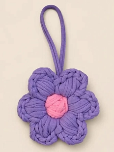 Вязаный обвес Новика «Цветок», фиолетовый, 10 см