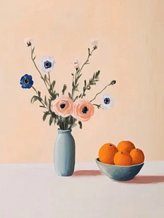 Постер интерьерный DARI DARI «Натюрморт с цветами и апельсинами», А3