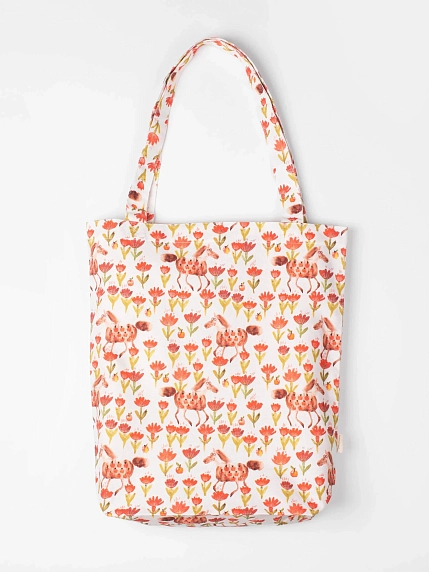 Сумка шоппер Забористый текстиль «Лошадки», хлопок, бежевый, фото 1.