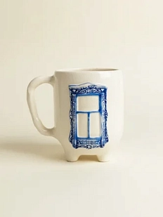 Кружка ручной работы на ножках Быкова керамика «Окно с синими ставнями» № 2,  керамика, 250 мл
