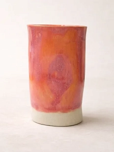 Мятый стакан ручной работы ММ керамика тёмно-розовый, 200 мл