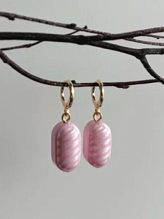 Серьги-конго Счастливые истории «Карамельки», полимерная глина, розовые