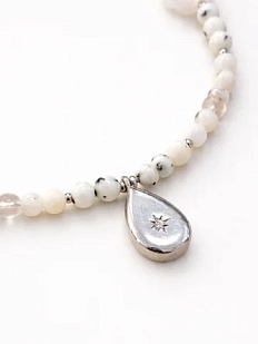 Чокер ручной работы Идеальное совпадение «Капелька», белый, перламутр, яшма и стеклянные бусины