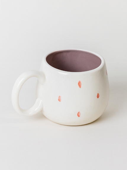 Кружка ручной работы с росписью Лягушка в жабо с коричневыми ромбиками, фарфор, 350 мл, фото 3.