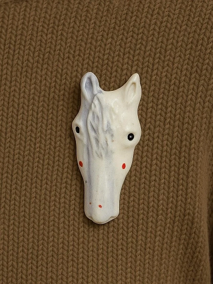 Брошь ручной работы Мария Гордеева «Лошадка», голубая, керамика, фото 2.