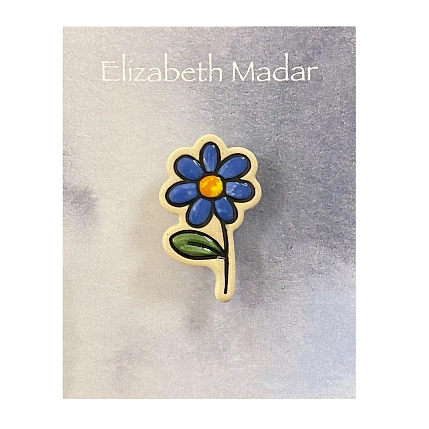Брошь ручной работы Elizabeth Madar Синий цветок, керамика, фото 4.