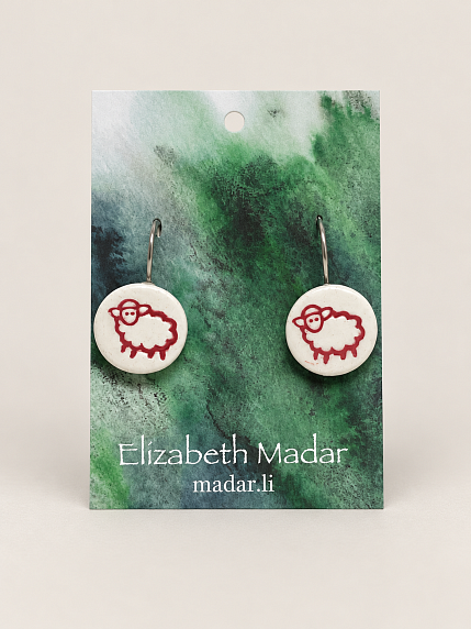 Серьги Elizabeth Madar Овечка, керамика, белые, фото 1.