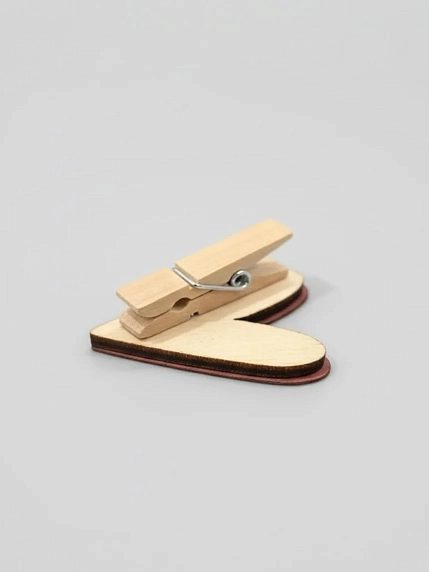 Бирка для подарка ВОЕ «Красное сердечко», на прищепке, 5 см, фото 2.