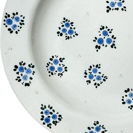 Тарелка ручной работы с синими розочками, керамика, 19 см, фото 2.