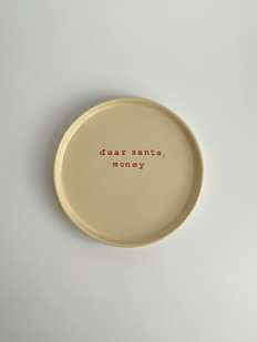 Тарелка ручной работы «Dear Santa, money», керамика