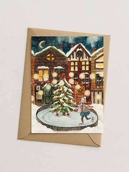 Открытка на Новый год «Каток», фото 1.