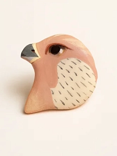 Брошь ручной работы Екатерина Юдо «Сокол», розовый, керамика