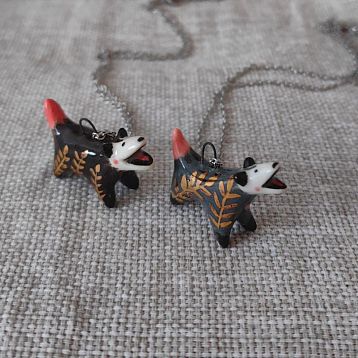 Подвеска ручной работы «‎Орущий опоссум»‎, керамика, фото 5.