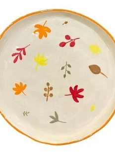 Тарелка ручной работы Малёма с росписью Осенние листья, керамика, 19 см