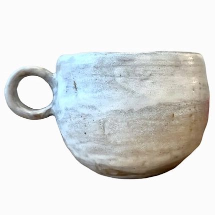 Кружка ручной работы Кимбриа круглая, белая, керамика, 400 мл, фото 2.