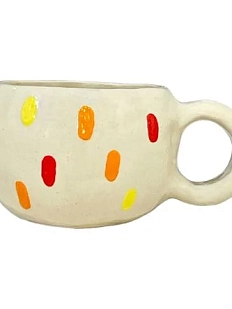 Кружка ручной работы Малёма с росписью «Штрихи», красно-оранжевая, керамика, 250 мл