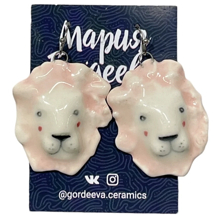 Серьги Мария Гордеева «Львы», керамика, фото 2.