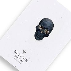Брошь ручной работы Bulygin «Череп полигональный», фарфор, чёрно-серебристая