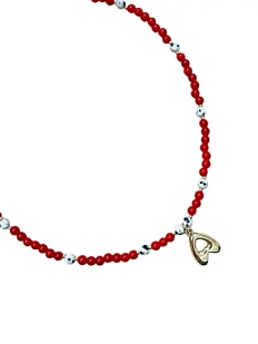 Чокер ручной работы Идеальное совпадение с буквой А, коралл и далматиновая яшма