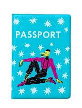 Обложка на паспорт «Ящер в розовой рубашке», зелёная