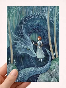 Открытка Анна Спешилова «Дракон и девушка», односторонняя