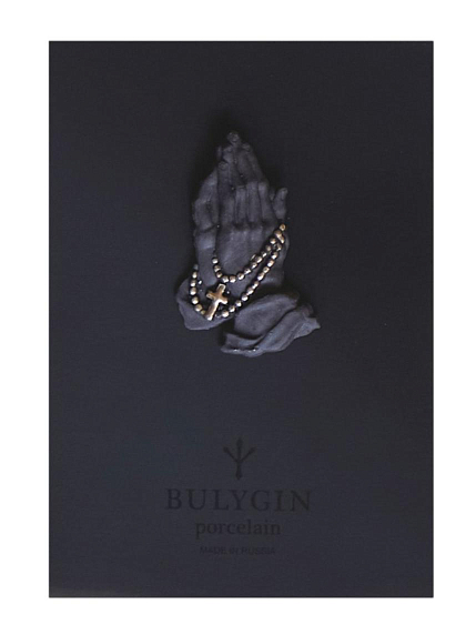 Брошь ручной работы Bulygin «Молитва», фарфор, чёрно-серебристая, фото 4.
