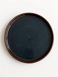 Скандинавская плоская тарелка ручной работы VELES «Полночь Волшебства», фарфор, 24 см