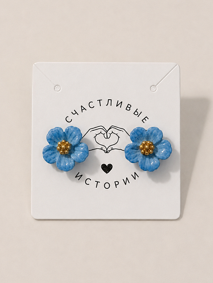 Серьги-пусеты Счастливые истории «Цветы», полимерная глина, фото 2.