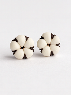 Серьги-пусеты «Хлопок», полимерная глина