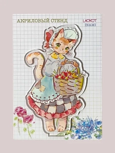 Акриловая статуэтка Лавкот «Кошечка в летнем наряде с корзинкой», 13см