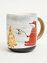 Кружка ручной работы Ким керамика с росписью Лис у костра, 450 мл., белая, превью фото 3