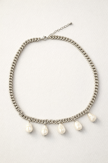 Цепь с гематитом и подвеской из жемчуга «Капли» Migette, фото 1.