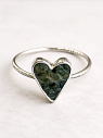 Кольцо ручной работы «Сердце», бирюзовое, турмалин, нейзильбер, превью фото 2