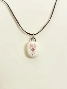 Чокер ручной работы Аннушка на ленточке «Букет», керамика, коричневый