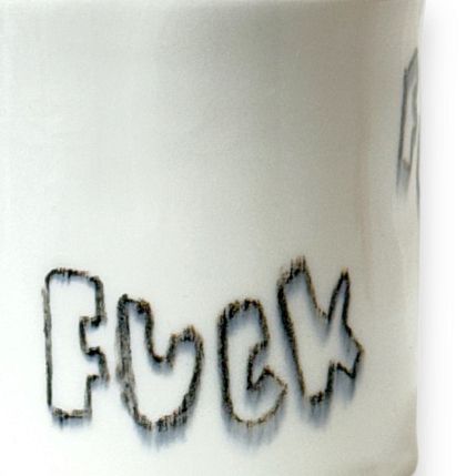 Стакан ручной работы «F**k», бело-чёрный, фарфор, 200 мл, фото 2.