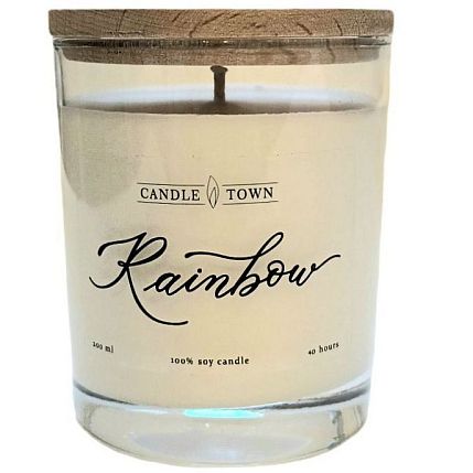 Cвеча «Rainbow», соевый воск, хлопковый фитиль, 200 мл, фото 1.