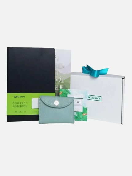 Подарочный набор с визитницей, блокнотом и шоколадом, фото 1.