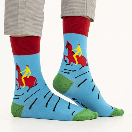 Носки «Купание красного коня», р-р 38-41, голубые, фото 1.